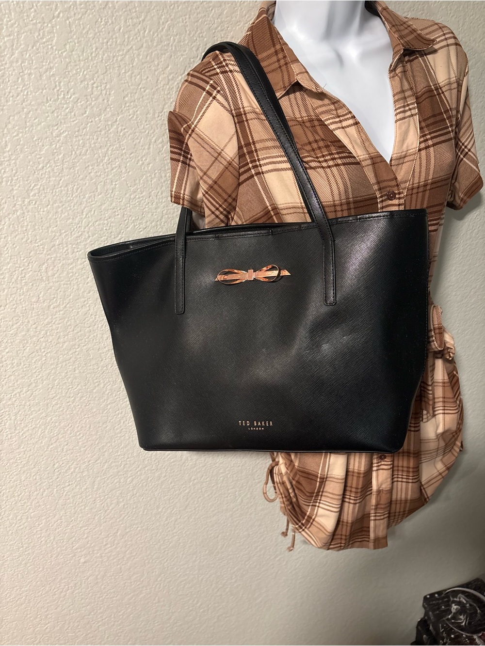 Ted Baker Black Tote with Rose Gold Bow Detail